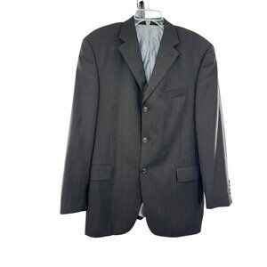 Giorgio Cosani Mens Black Pinstripe Suit Jacket 3-Button Blazer 42R